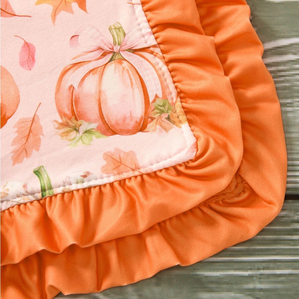 Orange Pumpkin Print Blanket